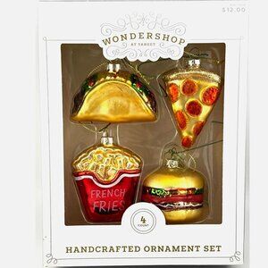 2018 Target Wondershop 4 Christmas Ornaments Fast Food Pizza Taco Fries Burger